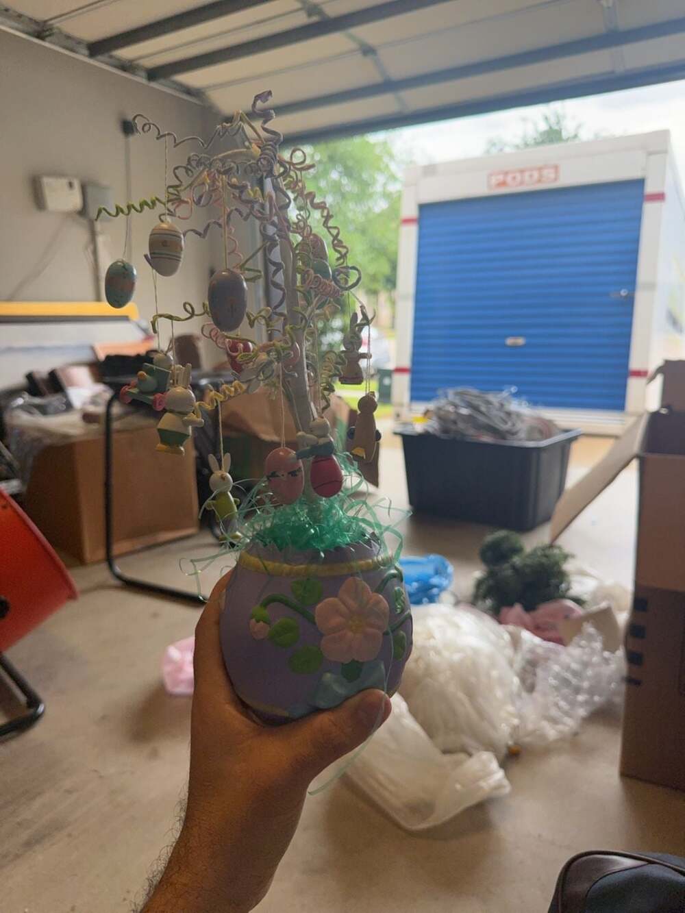 Vintage Easter Tree 18 inch + 33 Wood Ornaments IOB